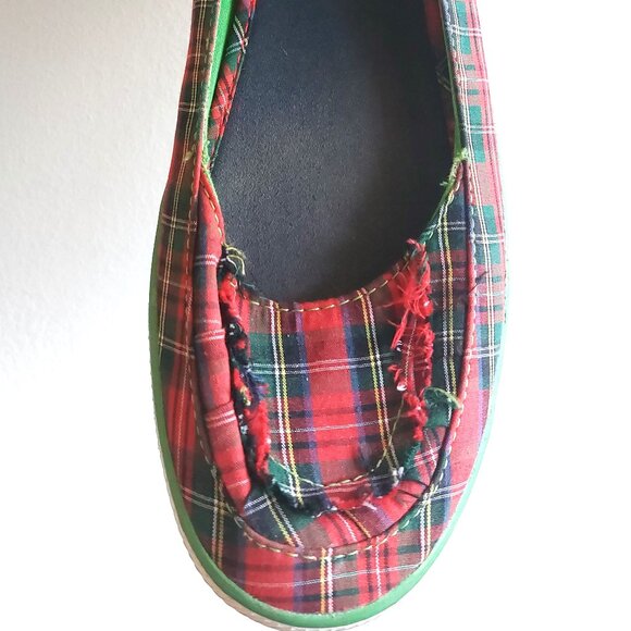 KEDS Women's Quad Red Stewart Plaid Slip On Sneakers - Red/Green/White - Size 8M - Picture 7 of 13